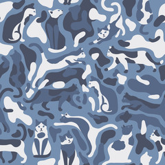 Seamless camo pattern with cats