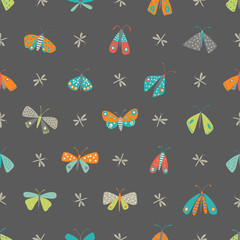 Seamless pattern with moths
