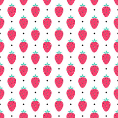 Seamless pattern with strawberries
