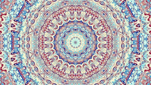 Transforming ornamental vintage mosaic art circle in Art Nouvoe style. Seamless loop footage.