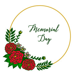 Vector illustration decorative card of memorial day with circular colorful wreath frame