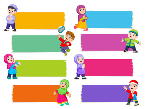 the collection of the blank board with the different color with the Islamic children 