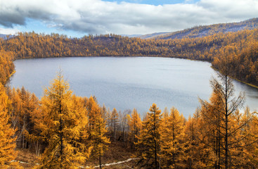 Autumn scenery of tianchi lake in alshan