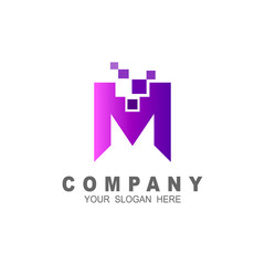 Letter m digital pixel logo design template element, pixel and letter m