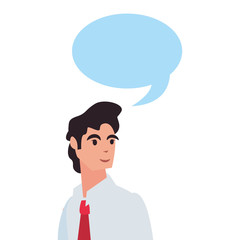 businessman portrait speech bubble