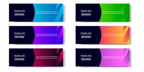 6 Set of Abstract geometric business banner template with vibrant dynamic color gradation in blue, purple, red, orange and green