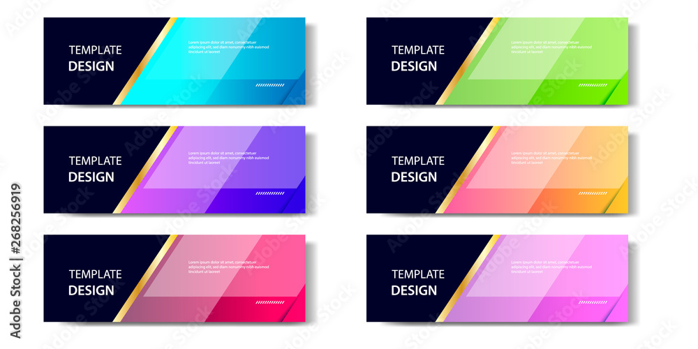 Canvas Prints 6 set of abstract geometric business banner template with vibrant dynamic color gradation in blue, p