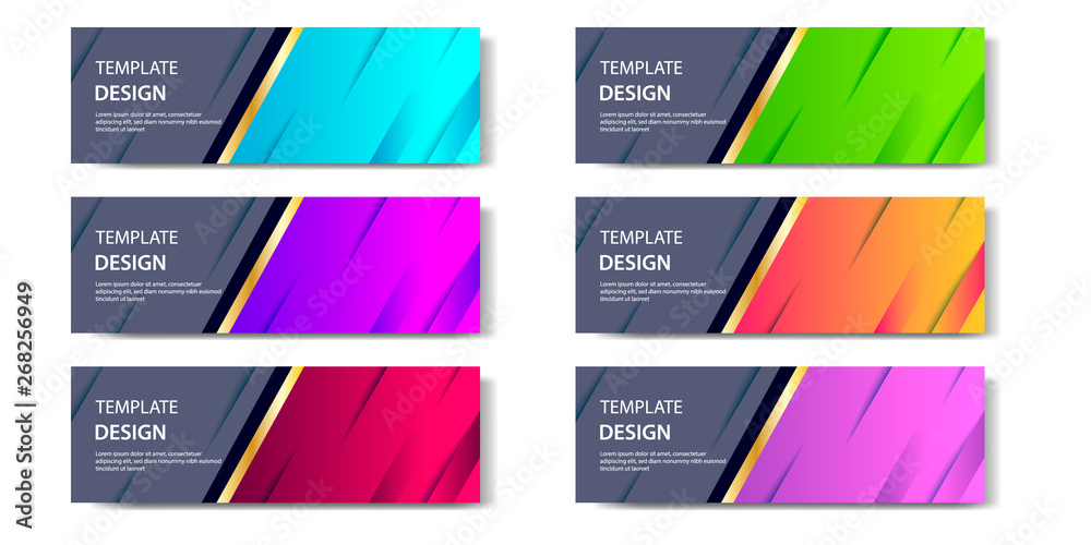 Canvas Prints 6 set of abstract geometric business banner template with vibrant dynamic color gradation in blue, p
