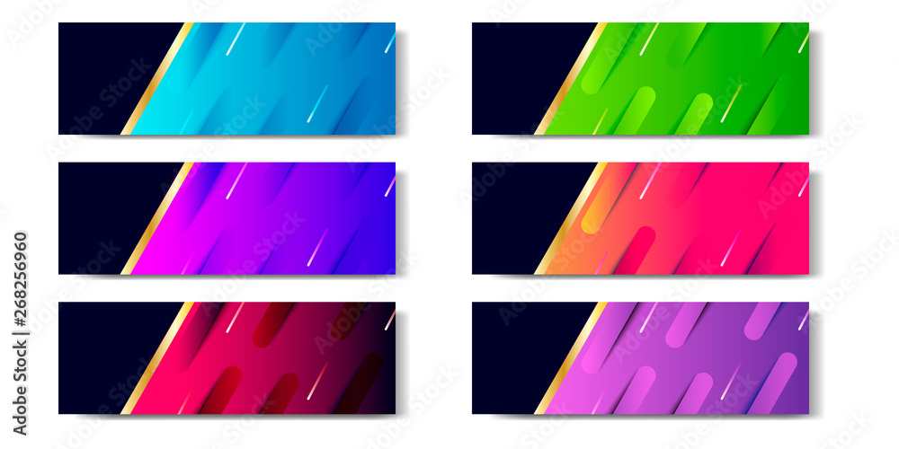 Canvas Prints 6 set of abstract geometric business banner template with vibrant dynamic color gradation in blue, p