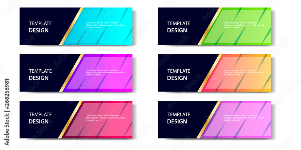 Canvas Prints 6 set of abstract geometric business banner template with vibrant dynamic color gradation in blue, p