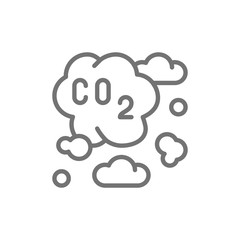 Air pollution, industrial smog, co2 emissions line icon.