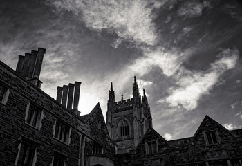 Toronto, Canada - 20 10 2018: Hart House building in front of bright blue sky with white cirrus...