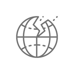 Earthquake, natural disaster, seism line icon.