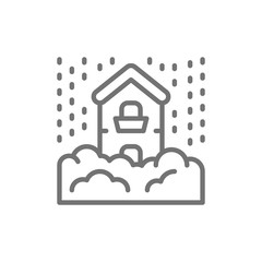 Snowfall, snow, natural disaster, catastrophe line icon.
