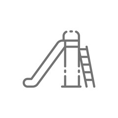Kids slide for playground line icon.