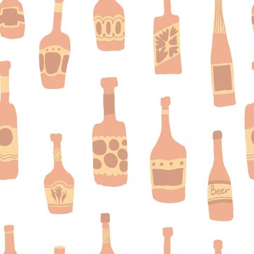 Seamless pattern background with bar bottles illustration