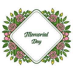 Vector illustration invitation card of memorial day with design artwork pink wreath frame
