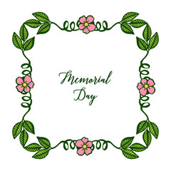 Vector illustration various elegant pink floral frames for writing memorial day