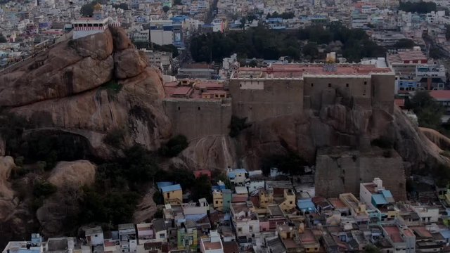 Rock fort in Trichy, India, 4k aerial ungraded/raw