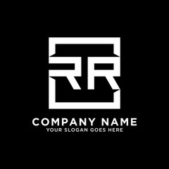 RR initial logo design, square letter, clean and clever vector