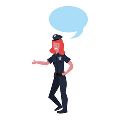 female policeman speech bubble