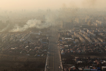 The city was enveloped in heavy smog