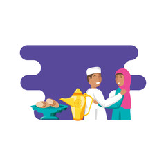 islamic couple lovers with food
