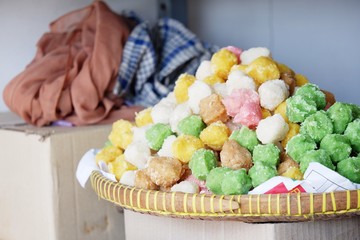 Geplak is a sweet snack from Yogyakarta, Indonesia. Made from equal parts coarsely grated coconut and sugar. It is shaped like a cone on top of a spade.