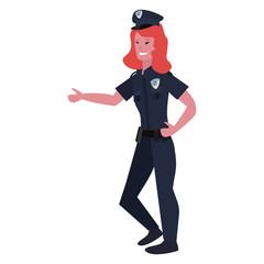 female policeman character uniform
