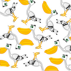 Vector illustration of the bird pelican decorative pattern