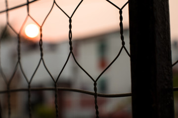 Sol a través de alambrado
