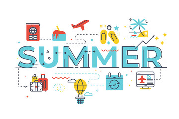 Summer word lettering illustration