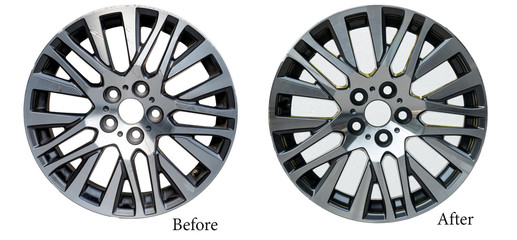 Alloy wheel repair ,Repairing alloy wheels with metal shadows, before repairing and after repairing