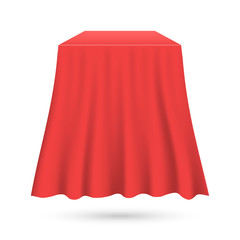 Red silk cloth covered object