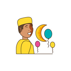 islamic little boy with moon