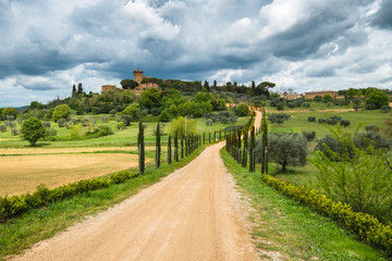 Fototapeta na wymiar Landscape panorama from Tuscany, in the Chianti region