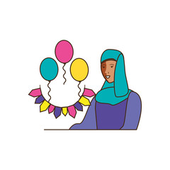 islamic woman with balloons helium and garlands
