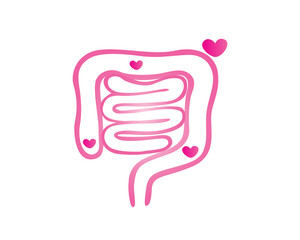 Healthy Intestine Logo In Isolated White Background