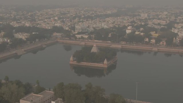 Madurai Vandiyur Mariamman Teppakulam temple, India, 4k aerial ungraded/raw