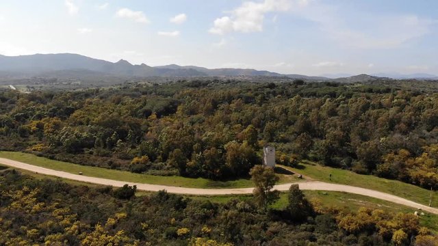 Sardinia nature drone shot, beaches and mountaine