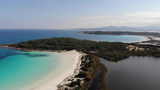 Sardinia nature drone shot, beaches and mountaine