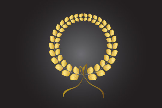 Gold laurel wreath decoration logo