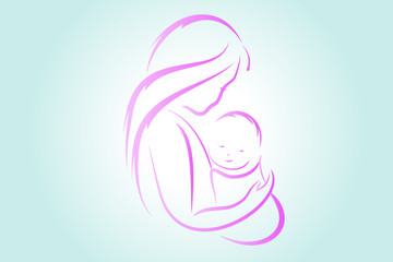 Mother and son logo vector