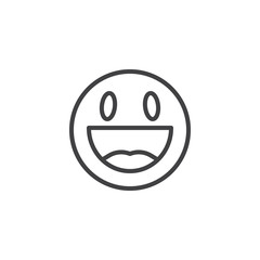 Happy face emoji line icon. Grinning face smiley linear style sign for mobile concept and web design. Happy smile emoticon outline vector icon. Symbol, logo illustration. Vector graphics