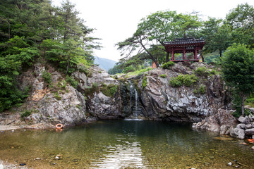 Fototapeta na wymiar Janggak Falls in Sangju-si, South Korea.
