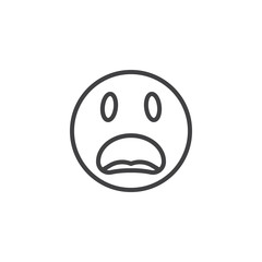Scared expression face emoji line icon. linear style sign for mobile concept and web design. Worried Face emoticon outline vector icon. Symbol, logo illustration. Vector graphics