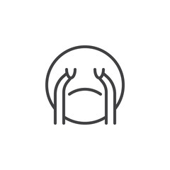 Loudly Crying Face emoji line icon. linear style sign for mobile concept and web design. Crying emoticon outline vector icon. Symbol, logo illustration. Vector graphics