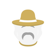 Beekeeper with protect hat icon. Men farmer face. Vector illustration.