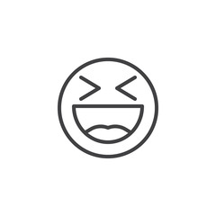 Laughing face emoji line icon. Happy smiley linear style sign for mobile concept and web design. Smiling Face With Open Mouth emoticon outline vector icon. Symbol, logo illustration. Vector graphics