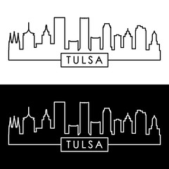 Tulsa city skyline. Linear style. Editable vector file.